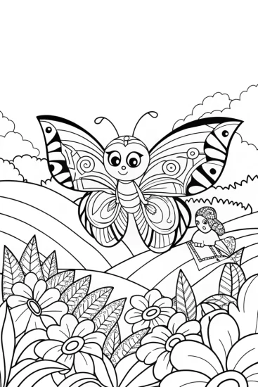 A coloring page of Butterfly Botanist Coloring Page