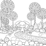 Cinnamoroll’s Candyland Coloring Page