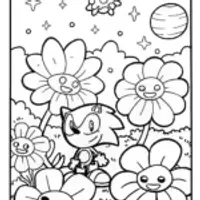 Sonic’s cosmic garden exploration coloring page