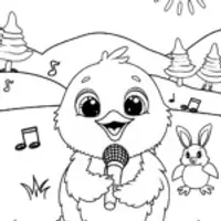 Chick’s Musical Meadow Jam Coloring Page