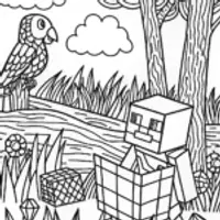 Minecraft Treasure Hunt Adventure Coloring Page
