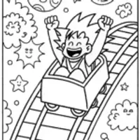 Goku’s Cosmic Rollercoaster Adventure Coloring Page