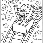 Goku’s Cosmic Rollercoaster Adventure Coloring Page