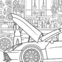 Lamborghini Dreams: The Mechanic’s Workshop Coloring Page