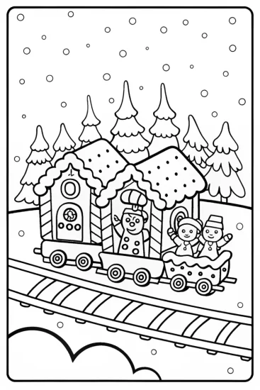 A coloring page of Gingerbread House Christmas Parade Coloring Page