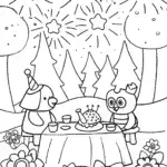 Whimsical Animal Tea Party Coloring Page