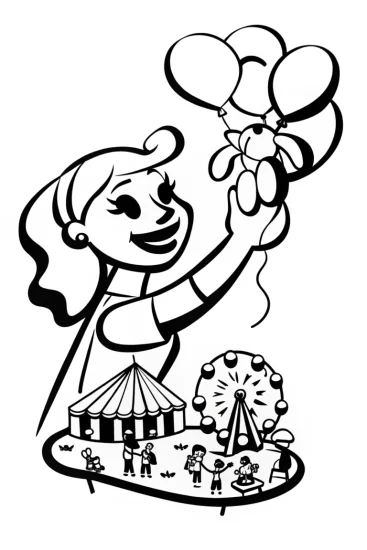 A coloring page of Barbie’s Dreamy Balloon Adventure Coloring Page