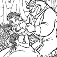 Belle and the Beast Flower Crown Coloring Page