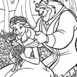 Belle and the Beast Flower Crown Coloring Page