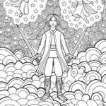 Demon Slayer Celestial Spirit Dance Coloring Page