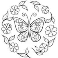 Butterfly Mandala Garden Coloring Page