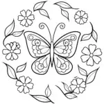 Butterfly Mandala Garden Coloring Page