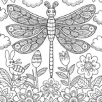 Whimsical Spring Garden Party Coloring Page
