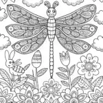 Whimsical Spring Garden Party Coloring Page