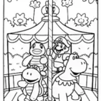 Mario’s Enchanted Carousel Adventure Coloring Page