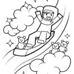 Minecraft Character on a Magical Iceberg Coloring Page