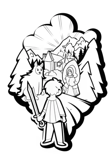 A coloring page of The Enchanted Forest’s Watchful Guardian Coloring Page