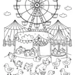 Chickens’ Carnival Adventure Coloring Page
