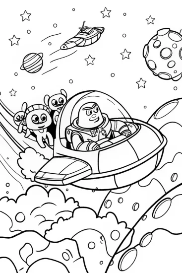 A coloring page of Buzz Lightyear’s Space Rescue Mission Coloring Page