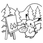 Pikachu’s Nature Artistry Coloring Page
