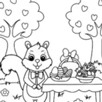 Easter Garden Party with Squirrel and Hedgehog