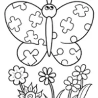 Butterfly Puzzle Garden Coloring Page