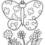 Butterfly Puzzle Garden Coloring Page