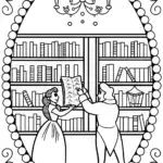 Belle and the Beast Library Adventure Coloring Page