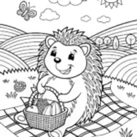 Hedgehog Picnic Coloring Page