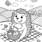 Hedgehog Picnic Coloring Page