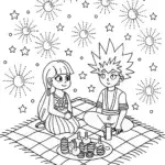 Dreamy Starlight Picnic Coloring Page