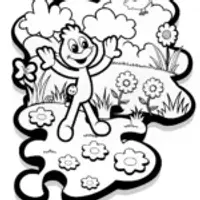 Huggy Wuggy’s Puzzle Garden Adventure Coloring Page
