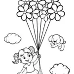 Ballooning through spring skies coloring page