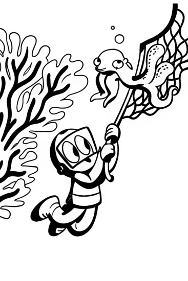A coloring page of Kwazii’s Coral Rescue Mission Coloring Page