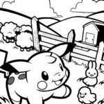 Pikachu’s Farm Adventure Coloring Page