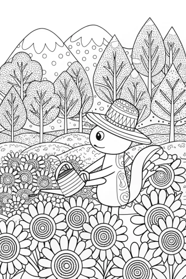 A coloring page of Axolotl’s Garden of Wonders Coloring Page