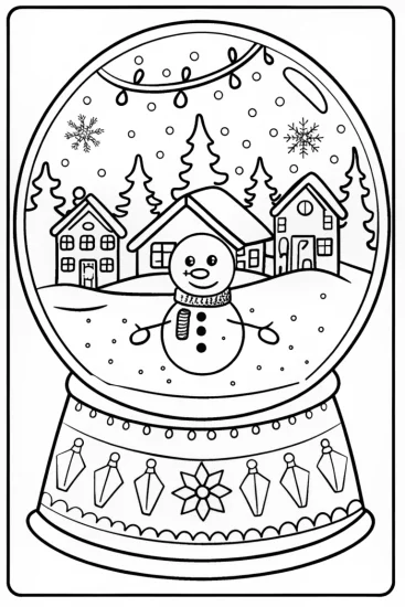 A coloring page of Christmas Spirit in a Snow Globe Coloring Page