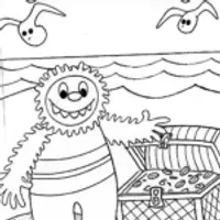 Huggy Wuggy’s Treasure Hunt Coloring Page