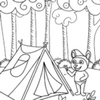 Bear’s Camping Adventure Coloring Page