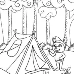 Bear’s Camping Adventure Coloring Page