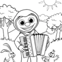 Huggy Wuggy’s Musical Meadow Celebration Coloring Page