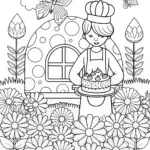 Butterfly Baker in a Flower Bakery Coloring Page