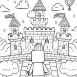 Minecraft Sky Castle Adventure Coloring Page