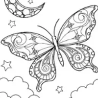 Butterfly Dreams: A Nighttime Flight Coloring Page