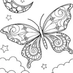 Butterfly Dreams: A Nighttime Flight Coloring Page