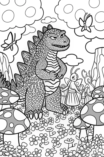 A coloring page of Godzilla’s Guardian Adventure Coloring Page