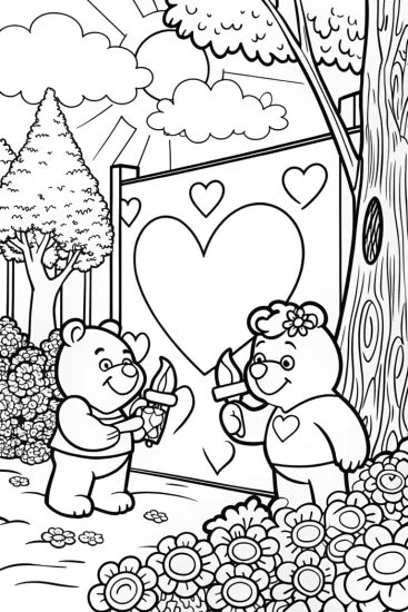 A coloring page of Care Bears Artful Adventure Coloring Page