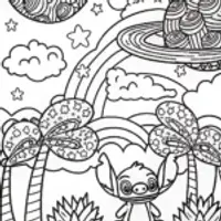 Stitch’s Galactic Gardening Adventure Coloring Page