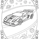 Lamborghini on the Cosmic Race Track Coloring Page
