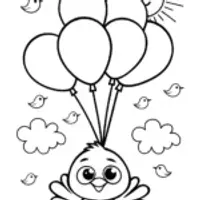 Chick’s Balloon Adventure Coloring Page